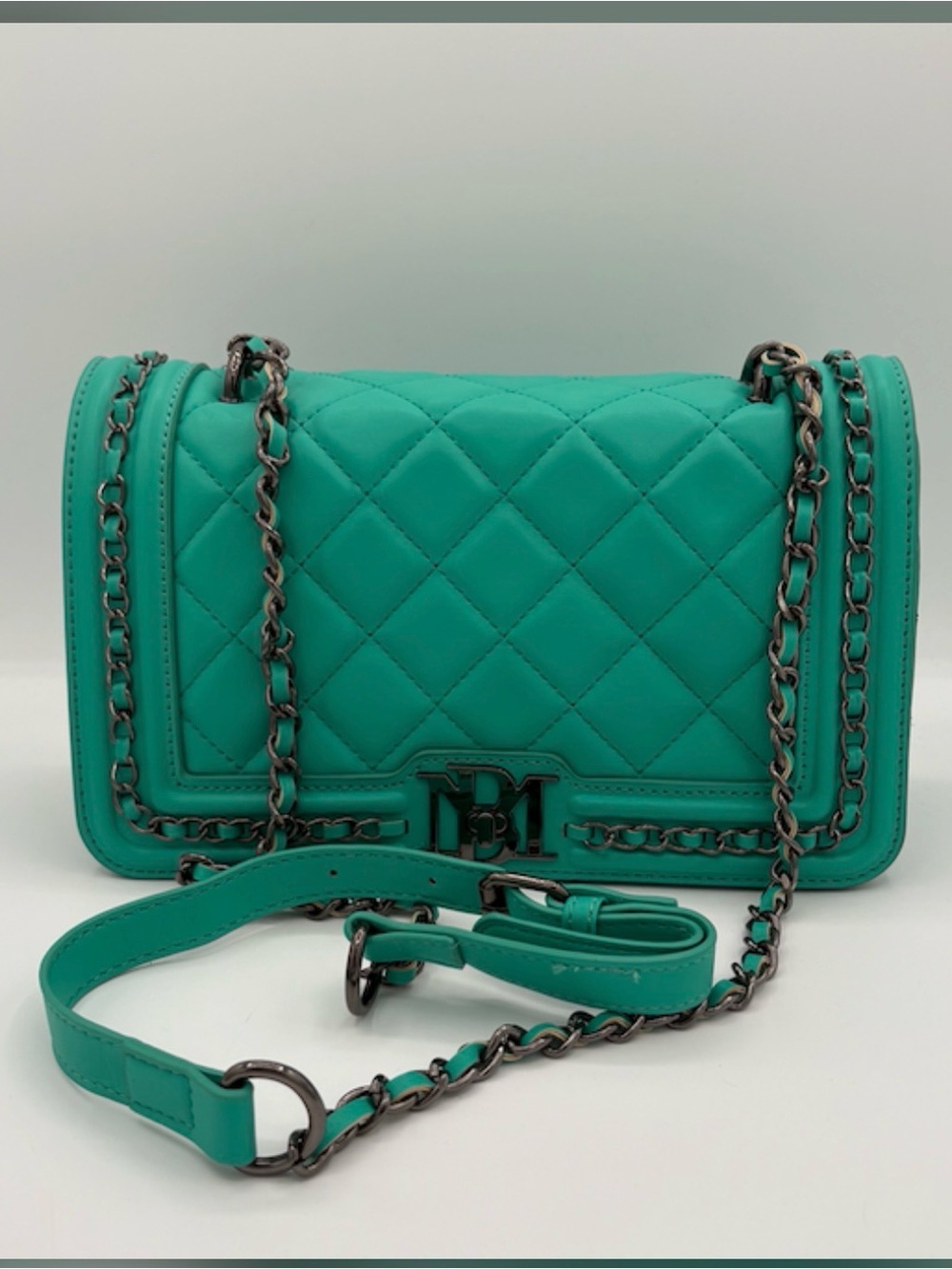 NWT Badgley Mischka Quilted Turquoise/Teal Crossbody with Gunmetal hardware